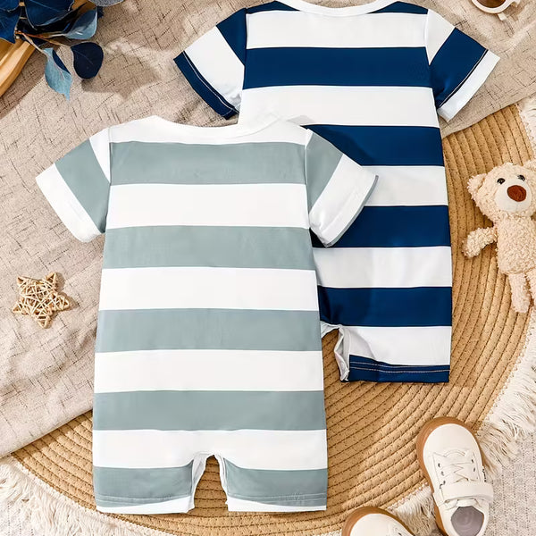 Cuddly Bear Striped Rompers