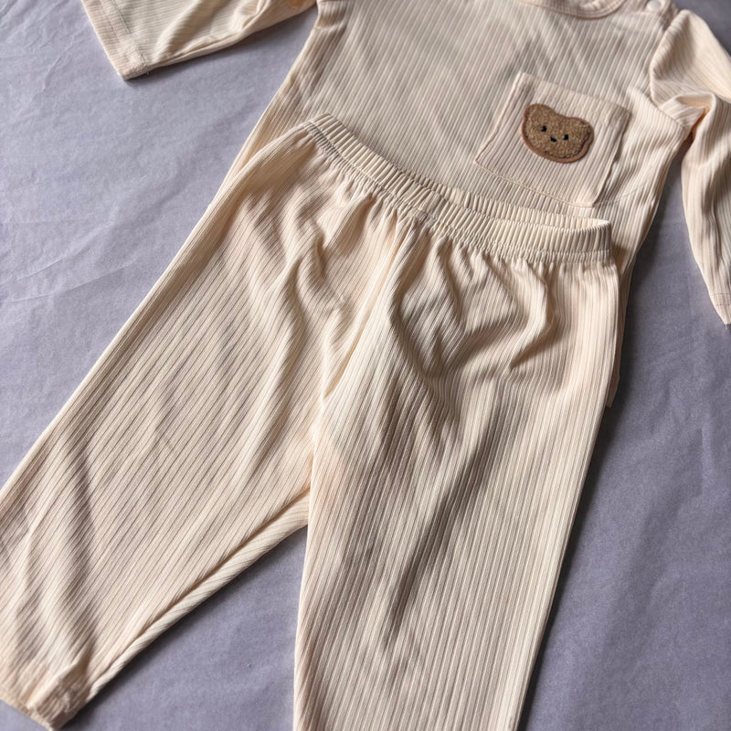 Newborn Baby Bear Ribbed Two-Piece and Matching Socks